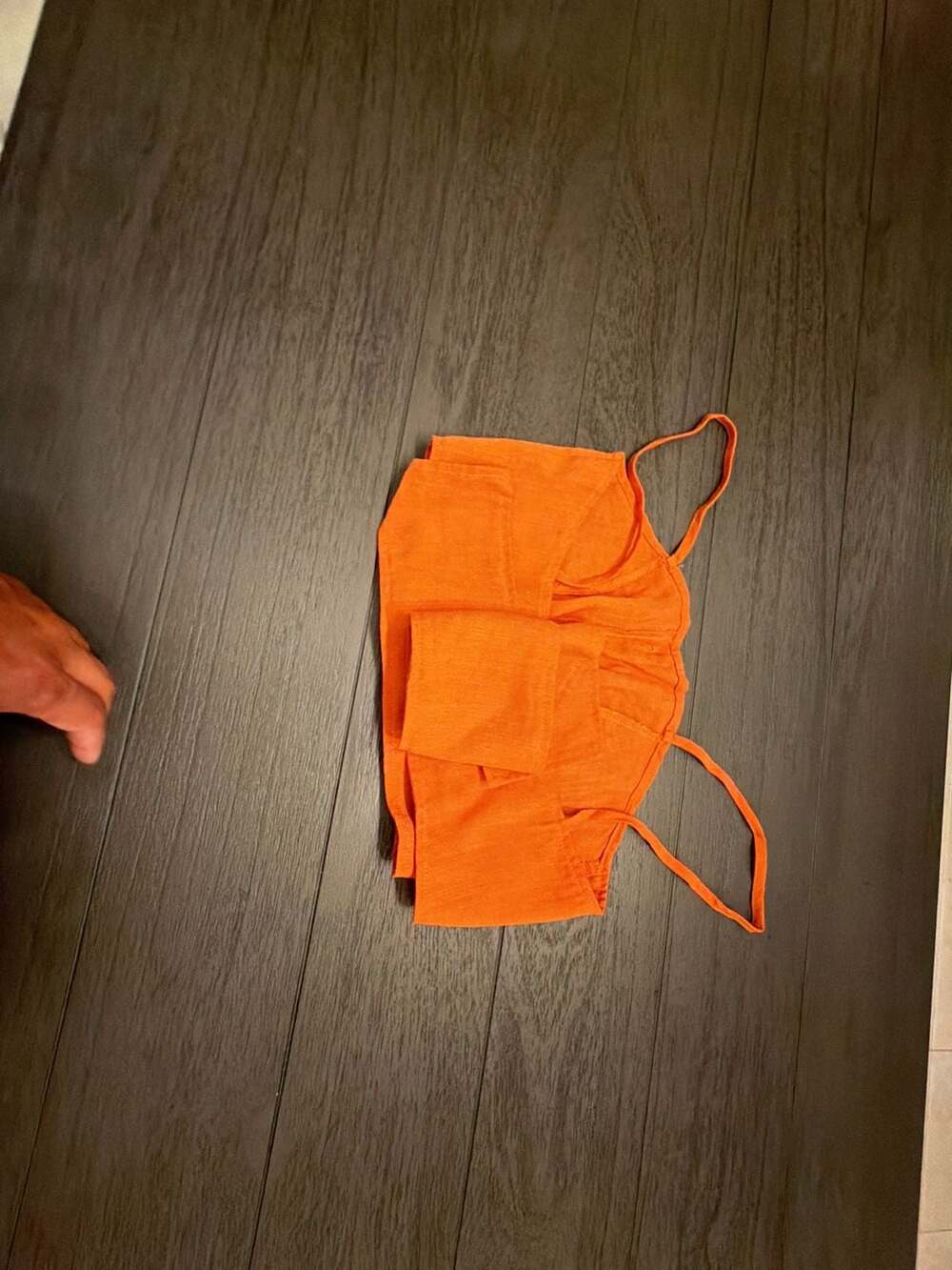 #35Nasty Gal Collection Orange Linen-Look Button-Up Crop Top and High-Waisted Sh - Picture 14 of 14